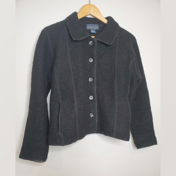 Vintage Herman Geist Black Boiled Wool Jacket Crop - Picture 1 of 6